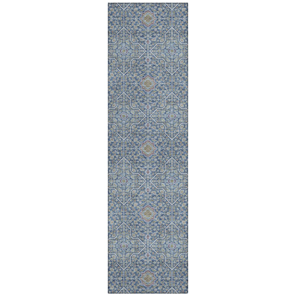 Machine Washable Indoor/Outdoor Chantille ACN2409 Blue 2'3" x 7'6" Runner Rug. Picture 1