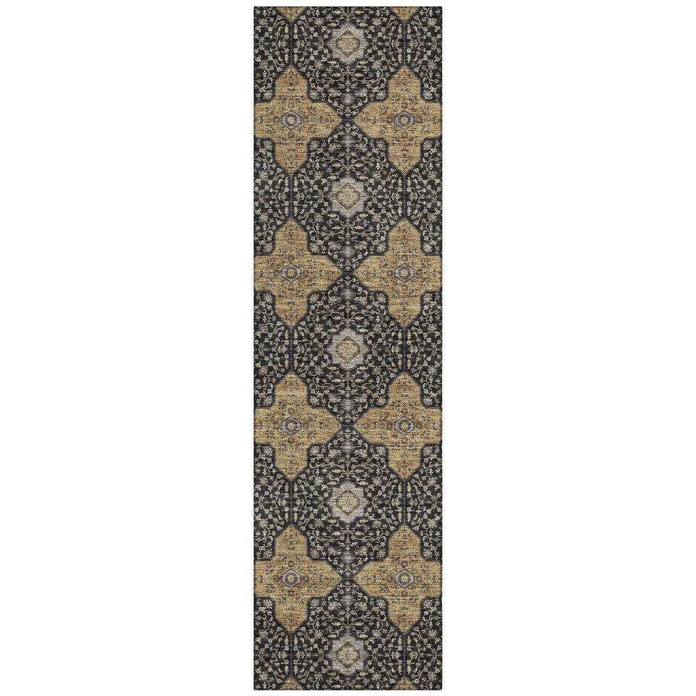 Machine Washable Indoor/Outdoor Chantille ACN2410 Black 2'3" x 7'6" Runner Rug. Picture 1