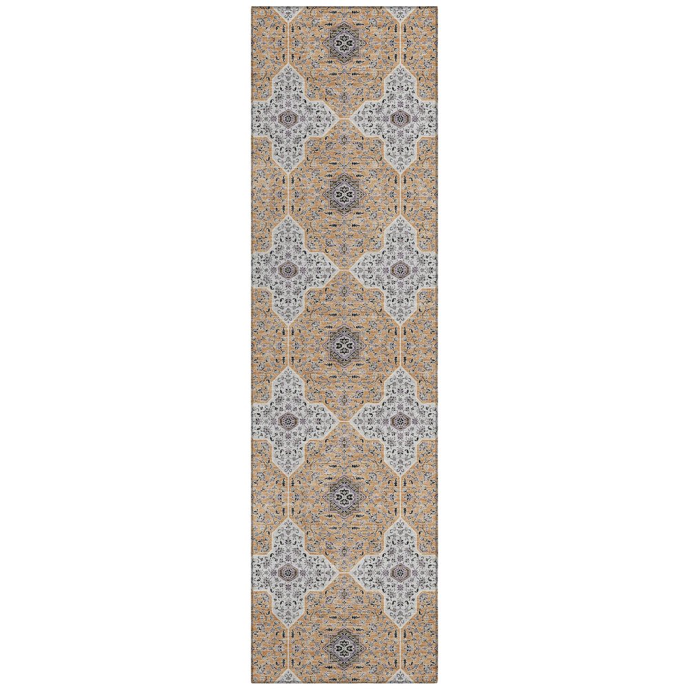 Machine Washable Indoor/Outdoor Chantille ACN2410 Orange 2'3" x 7'6" Runner Rug. Picture 1