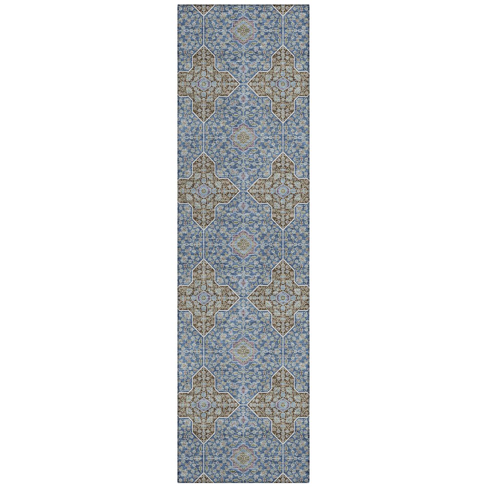 Machine Washable Indoor/Outdoor Chantille ACN2410 Blue 2'3" x 7'6" Runner Rug. Picture 1
