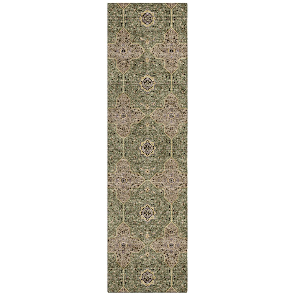 Machine Washable Indoor/Outdoor Chantille ACN2410 Green 2'3" x 7'6" Runner Rug. Picture 1