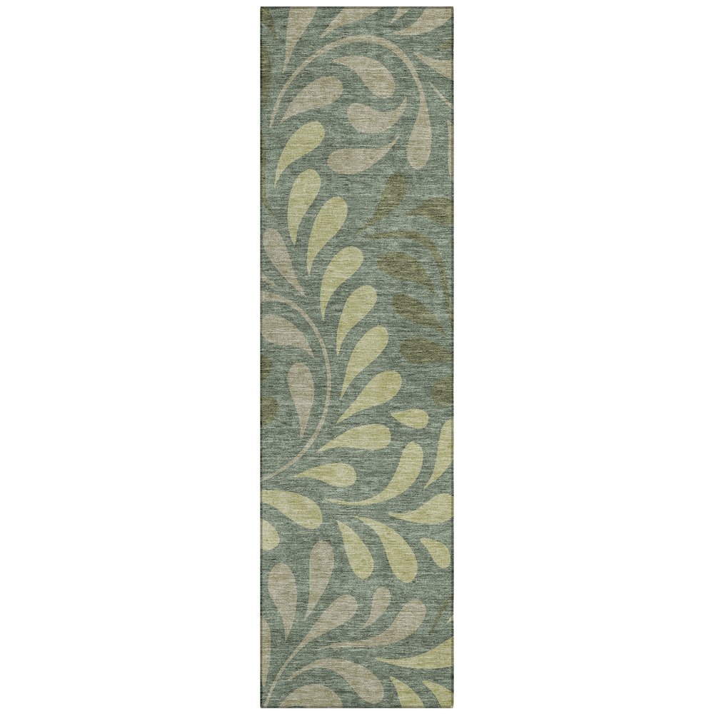 Machine Washable Indoor/Outdoor Chantille ACN2411 Green 2'3" x 7'6" Runner Rug. Picture 1
