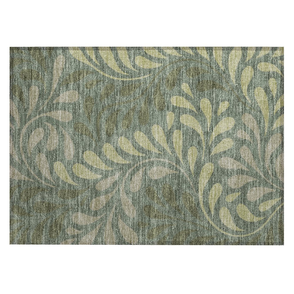 Machine Washable Indoor/Outdoor Chantille ACN2411 Green 1'8" x 2'6" Rug. Picture 1