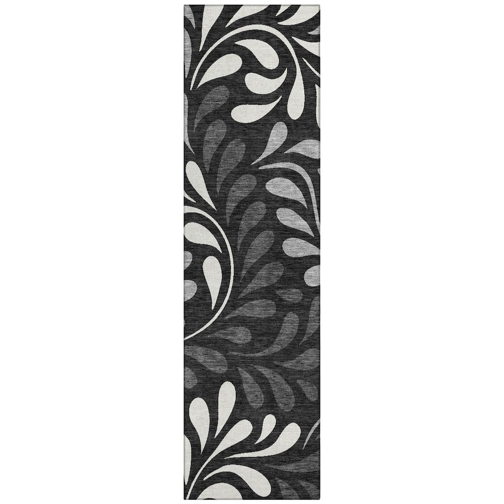 Machine Washable Indoor/Outdoor Chantille ACN2411 Black 2'3" x 7'6" Runner Rug. Picture 1