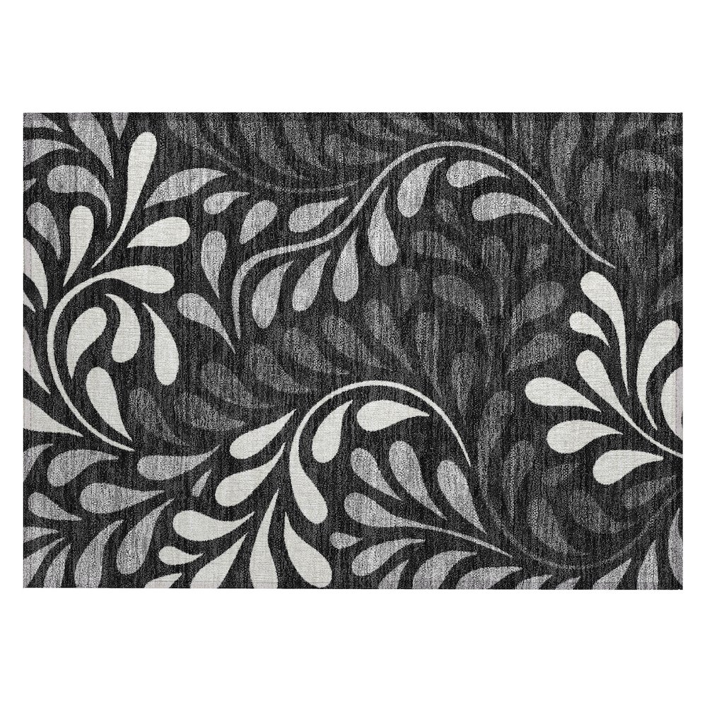 Machine Washable Indoor/Outdoor Chantille ACN2411 Black 1'8" x 2'6" Rug. Picture 1