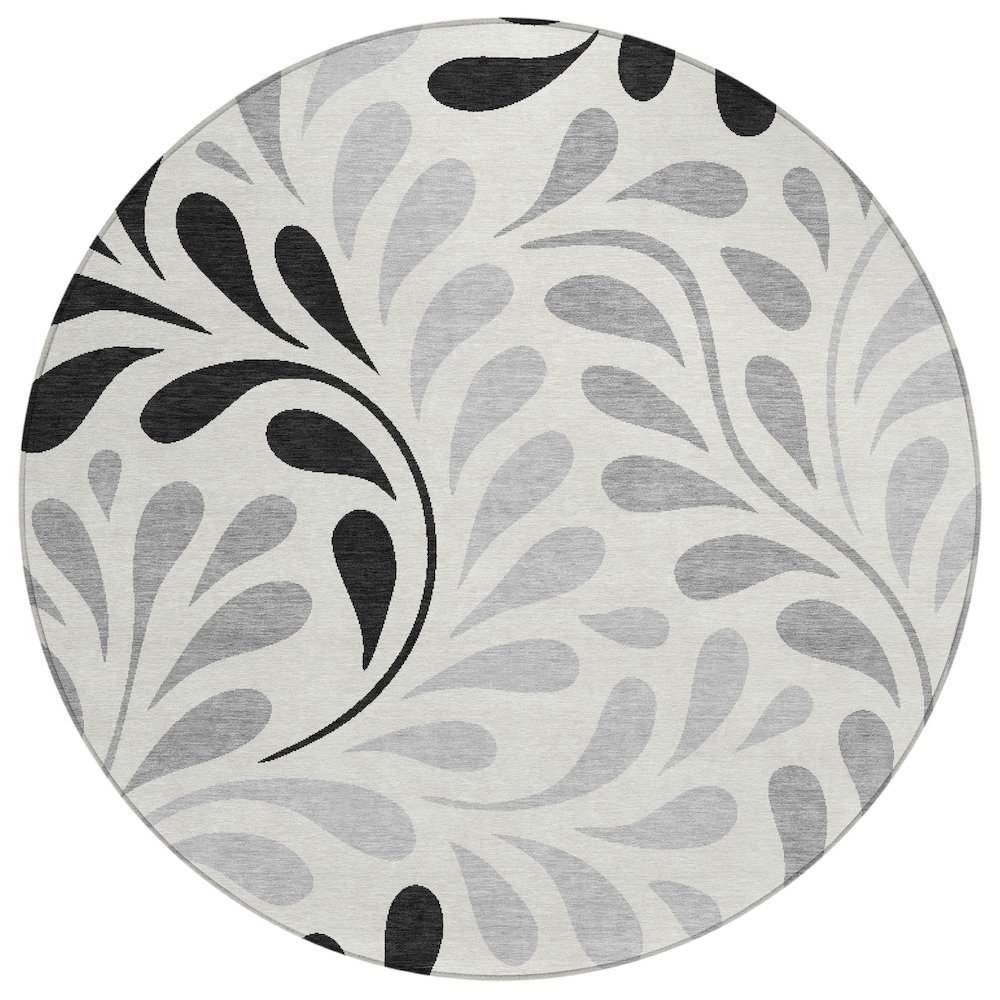 Machine Washable Indoor/Outdoor Chantille ACN2411 Ivory 8' x 8' Round Rug. Picture 1