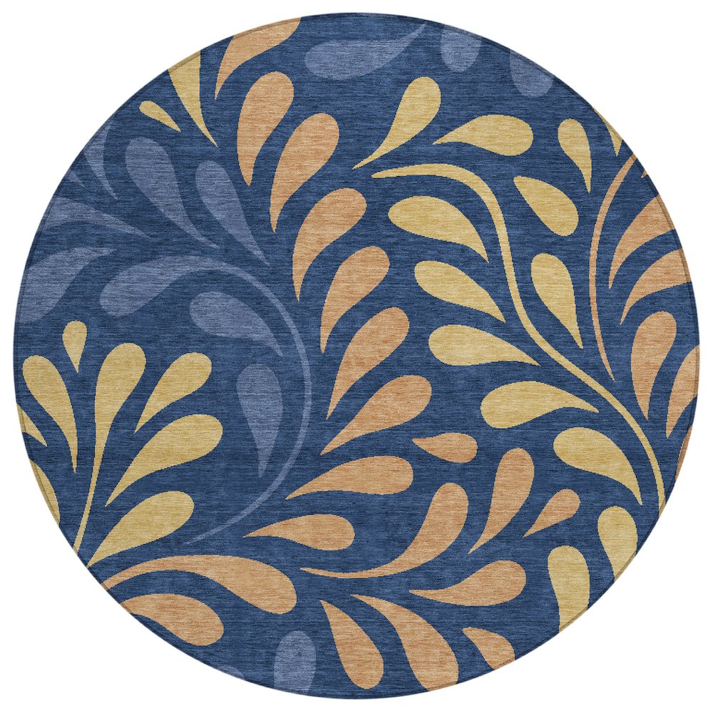 Machine Washable Indoor/Outdoor Chantille ACN2411 Blue 8' x 8' Round Rug. Picture 1