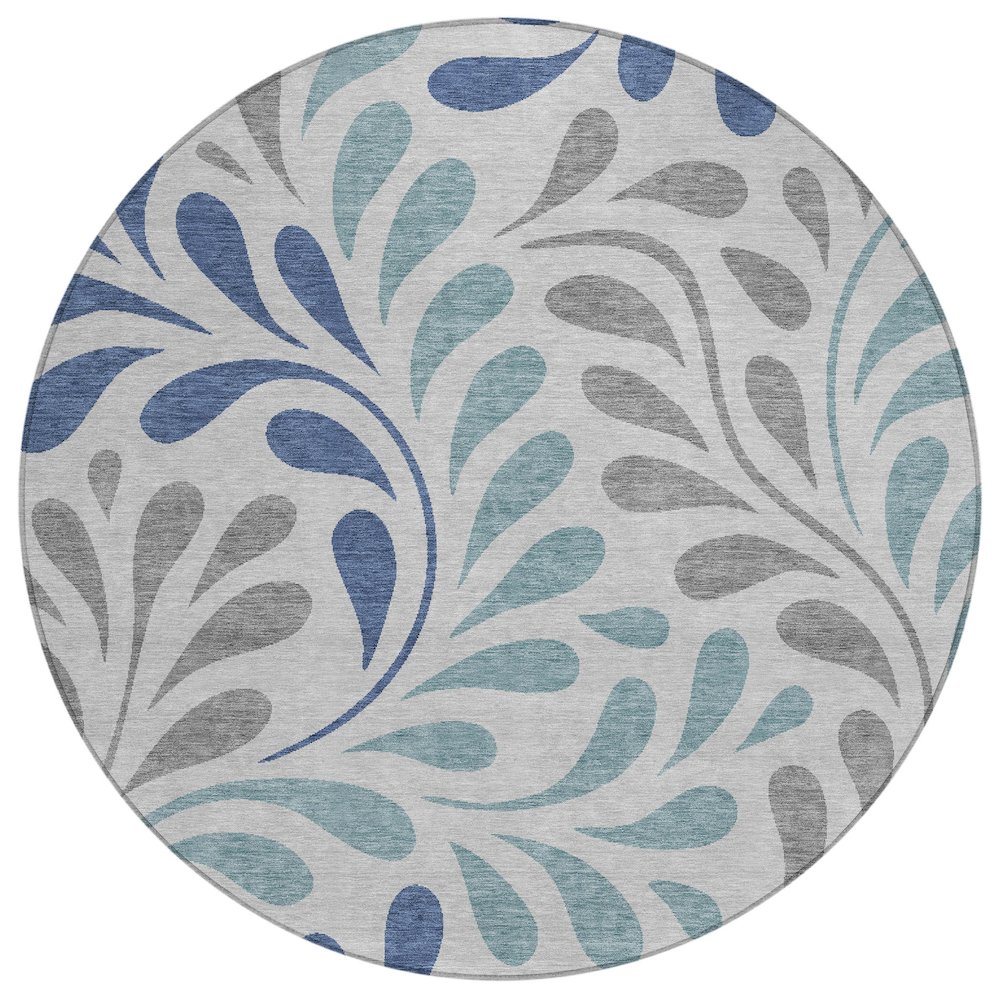 Machine Washable Indoor/Outdoor Chantille ACN2411 Gray 8' x 8' Round Rug. Picture 1