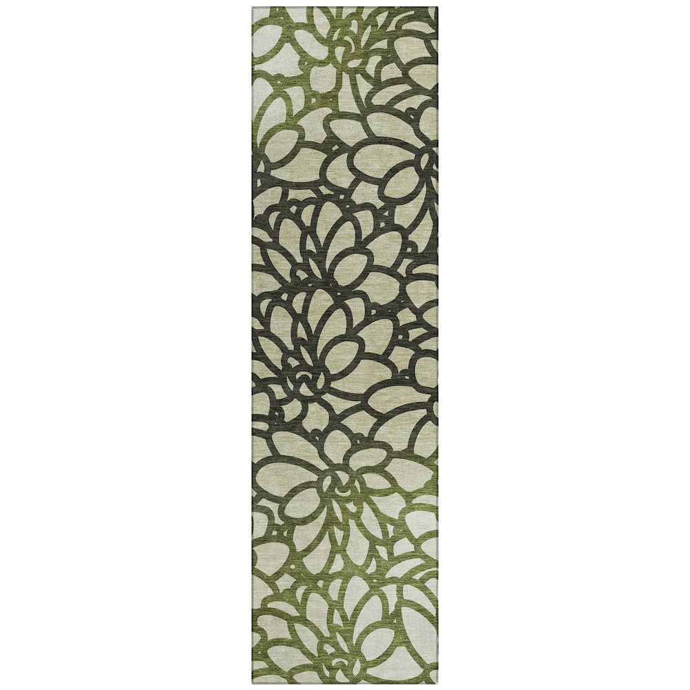 Machine Washable Indoor/Outdoor Chantille ACN2412 Green 2'3" x 7'6" Runner Rug. Picture 1