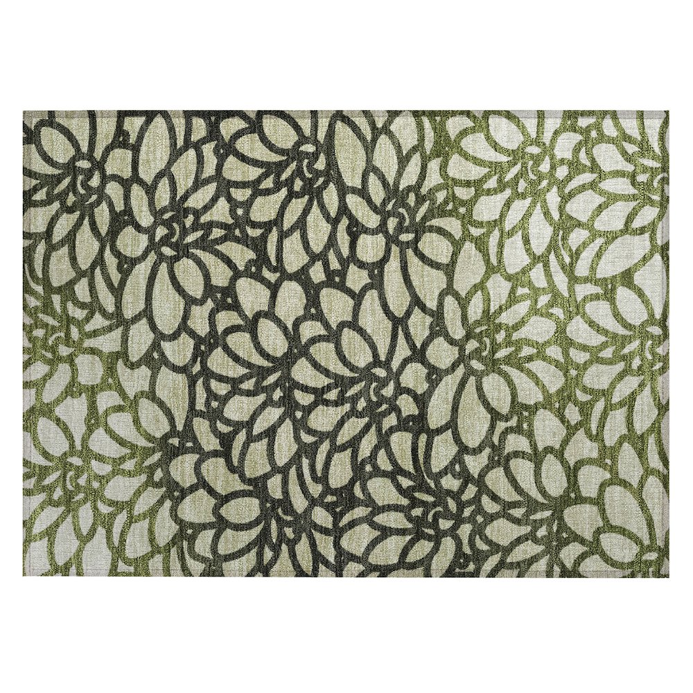 Machine Washable Indoor/Outdoor Chantille ACN2412 Green 1'8" x 2'6" Rug. Picture 1