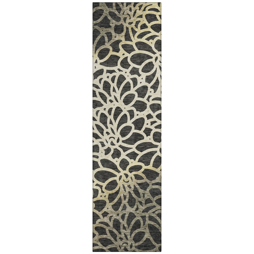 Machine Washable Indoor/Outdoor Chantille ACN2412 Black 2'3" x 7'6" Runner Rug. Picture 1