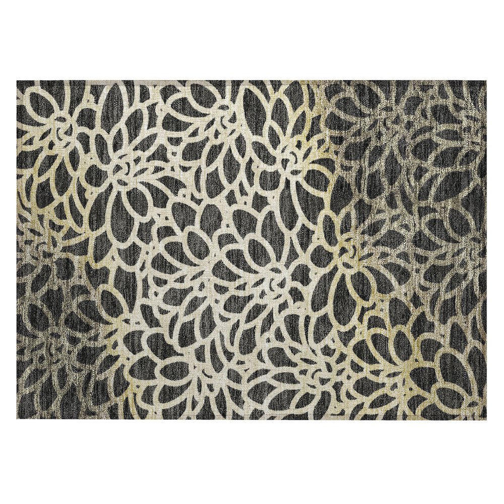 Machine Washable Indoor/Outdoor Chantille ACN2412 Black 1'8" x 2'6" Rug. Picture 1