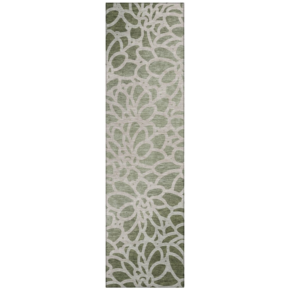 Machine Washable Indoor/Outdoor Chantille ACN2412 Green 2'3" x 7'6" Runner Rug. Picture 1