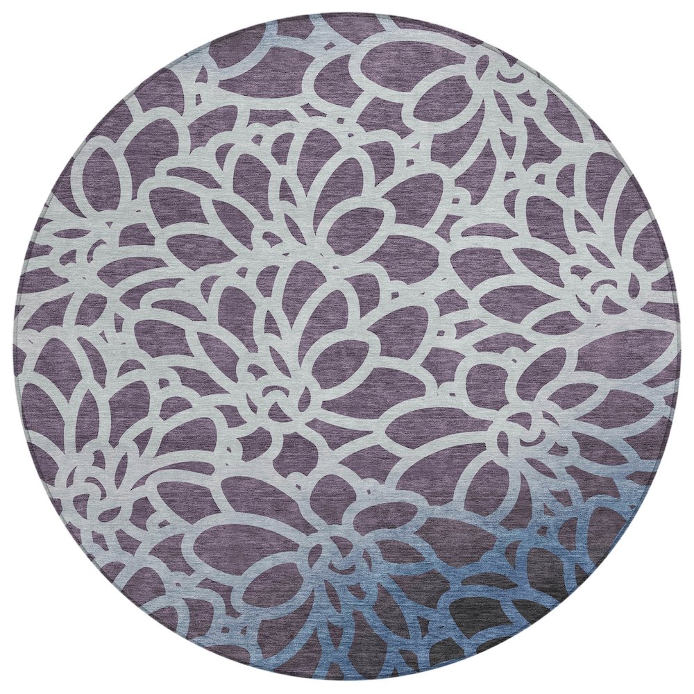 Machine Washable Indoor/Outdoor Chantille ACN2412 Purple 8' x 8' Round Rug. Picture 1