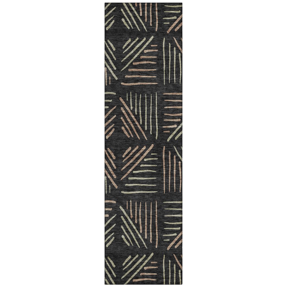 Machine Washable Indoor/Outdoor Chantille ACN2413 Black 2'3" x 7'6" Runner Rug. Picture 1