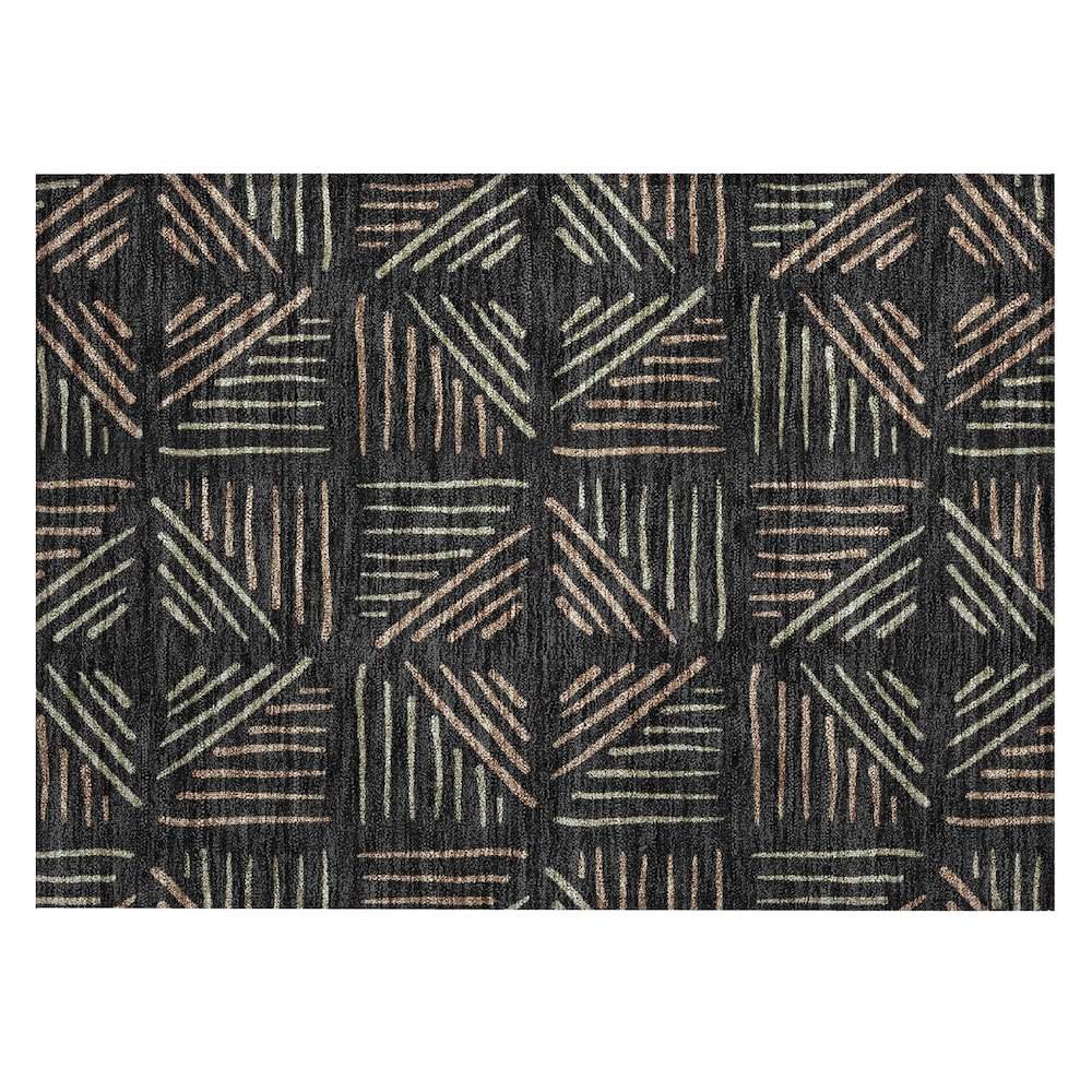 Machine Washable Indoor/Outdoor Chantille ACN2413 Black 1'8" x 2'6" Rug. Picture 1