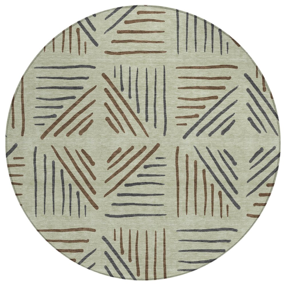 Machine Washable Indoor/Outdoor Chantille ACN2413 Green 8' x 8' Round Rug. Picture 1
