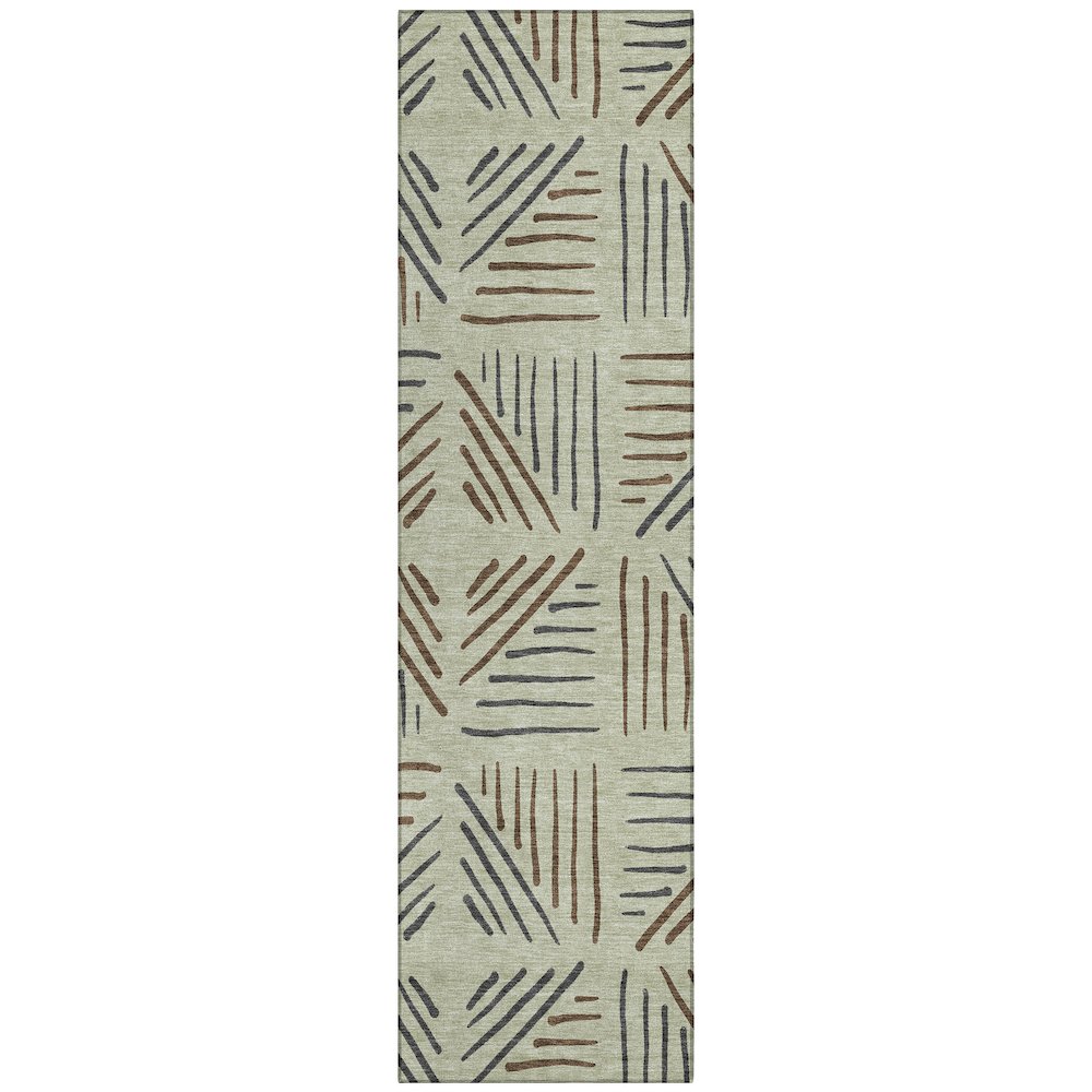 Machine Washable Indoor/Outdoor Chantille ACN2413 Green 2'3" x 7'6" Runner Rug. Picture 1