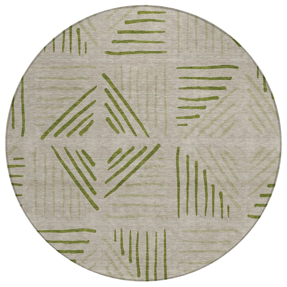 Machine Washable Indoor/Outdoor Chantille ACN2413 Ivory 8' x 8' Round Rug. Picture 1