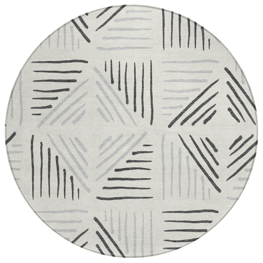 Machine Washable Indoor/Outdoor Chantille ACN2413 Ivory 8' x 8' Round Rug. Picture 1