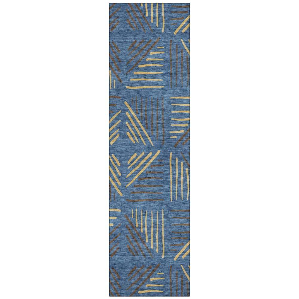Machine Washable Indoor/Outdoor Chantille ACN2413 Blue 2'3" x 7'6" Runner Rug. Picture 1