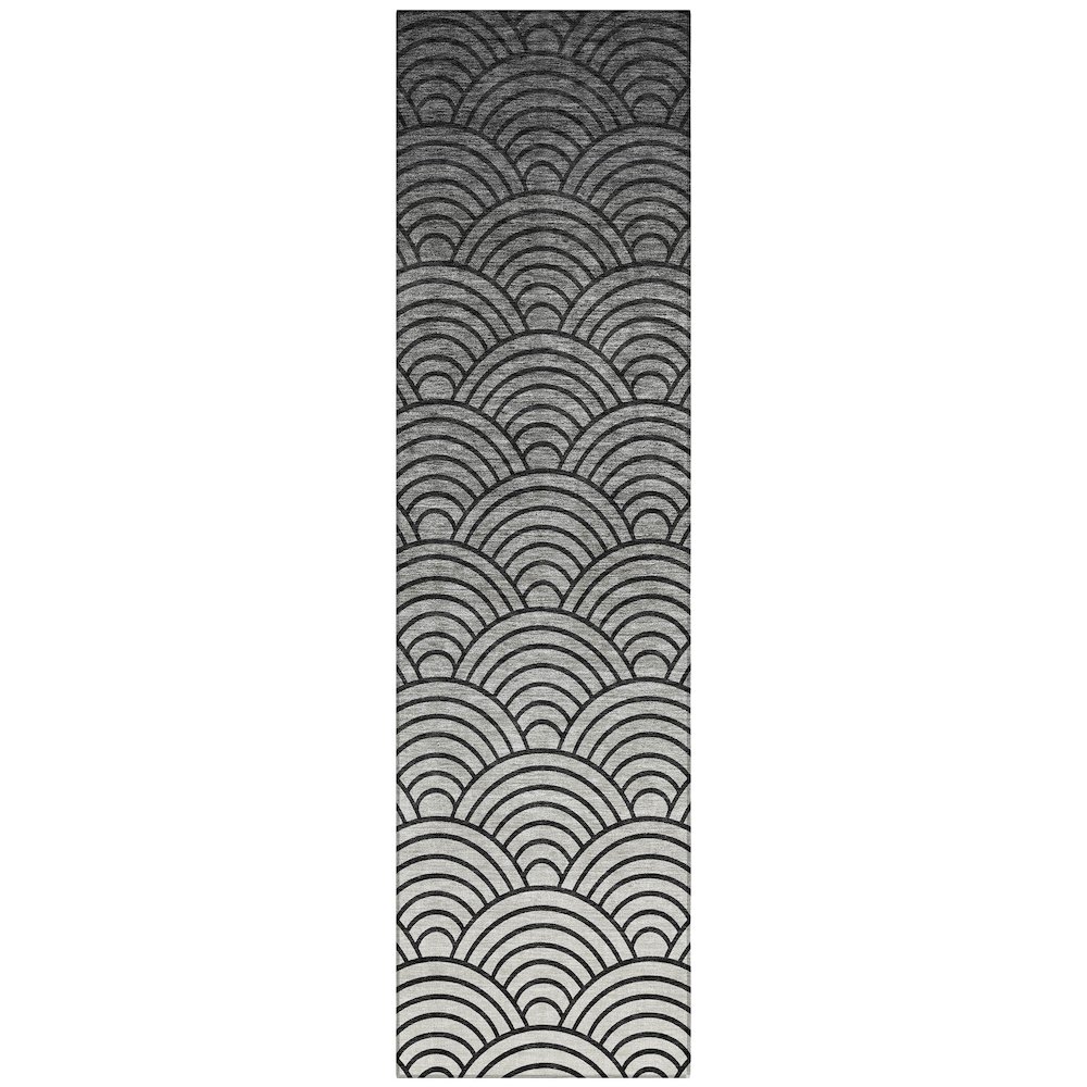 Machine Washable Indoor/Outdoor Chantille ACN2414 Black 2'3" x 7'6" Runner Rug. Picture 1
