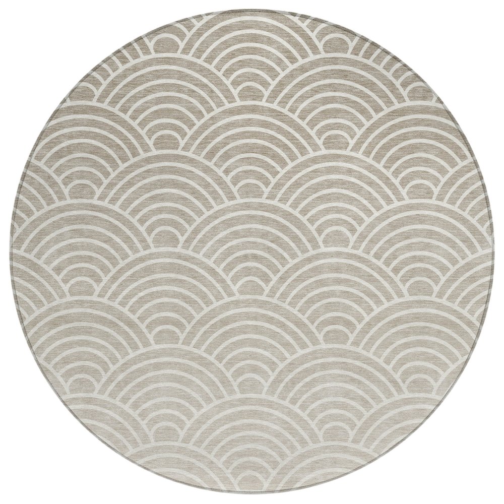Machine Washable Indoor/Outdoor Chantille ACN2414 Ivory 8' x 8' Round Rug. Picture 1