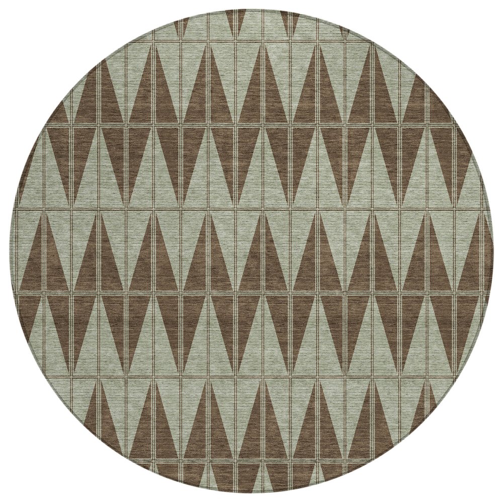 Machine Washable Indoor/Outdoor Chantille ACN2415 Brown 8' x 8' Round Rug. Picture 1