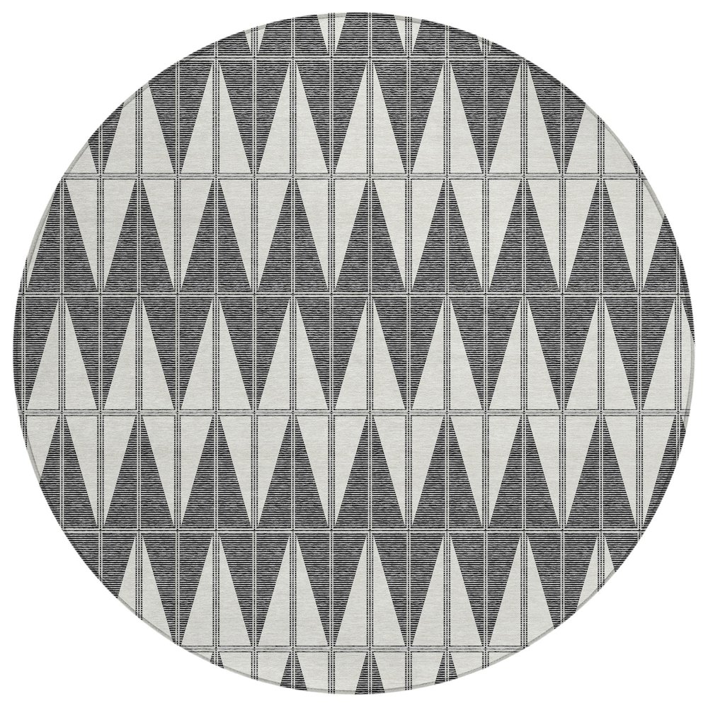 Machine Washable Indoor/Outdoor Chantille ACN2415 Ivory 8' x 8' Round Rug. Picture 1