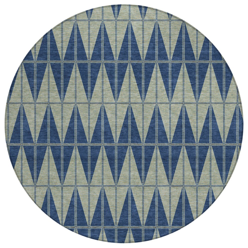 Machine Washable Indoor/Outdoor Chantille ACN2415 Blue 8' x 8' Round Rug. Picture 1