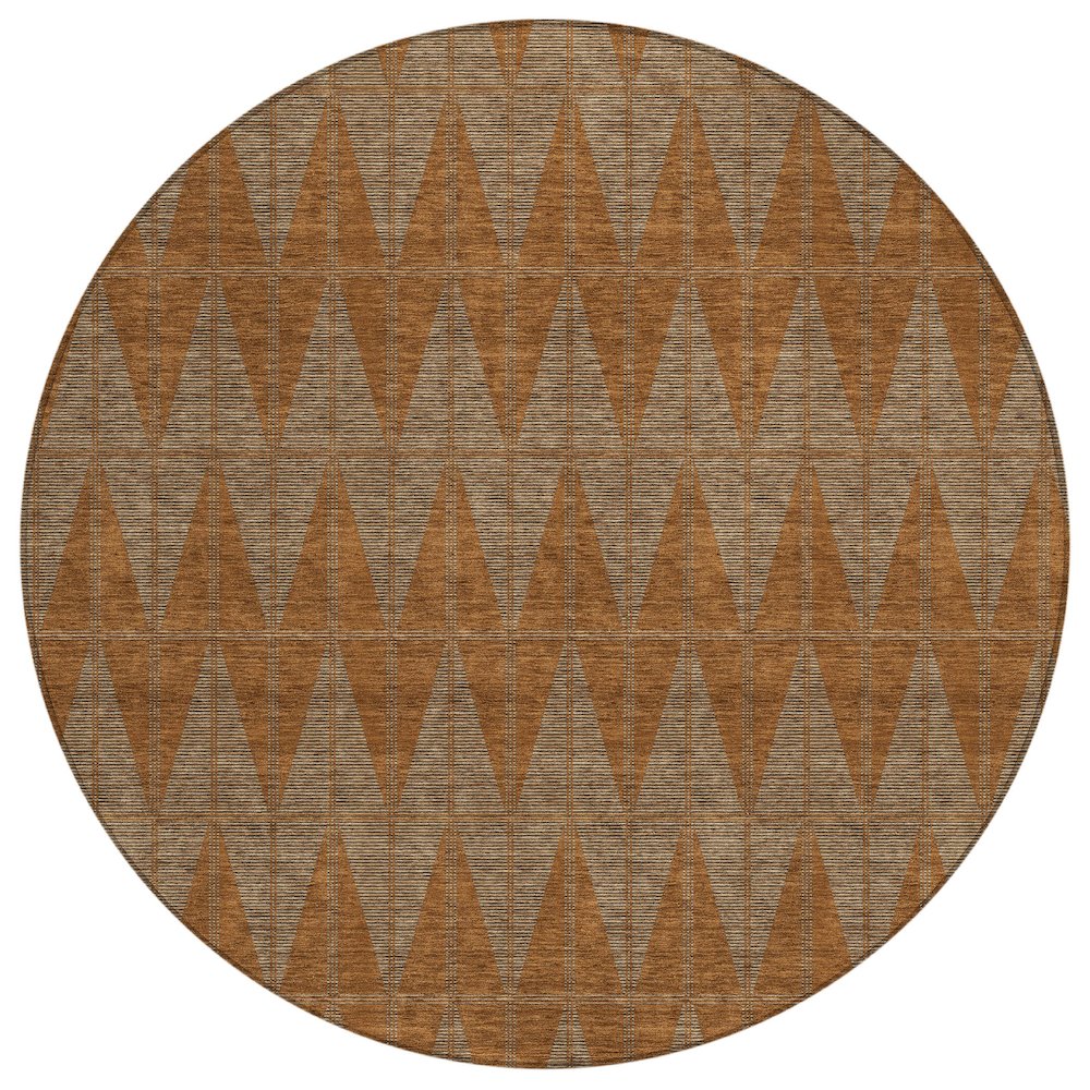 Machine Washable Indoor/Outdoor Chantille ACN2415 Orange 8' x 8' Round Rug. Picture 1