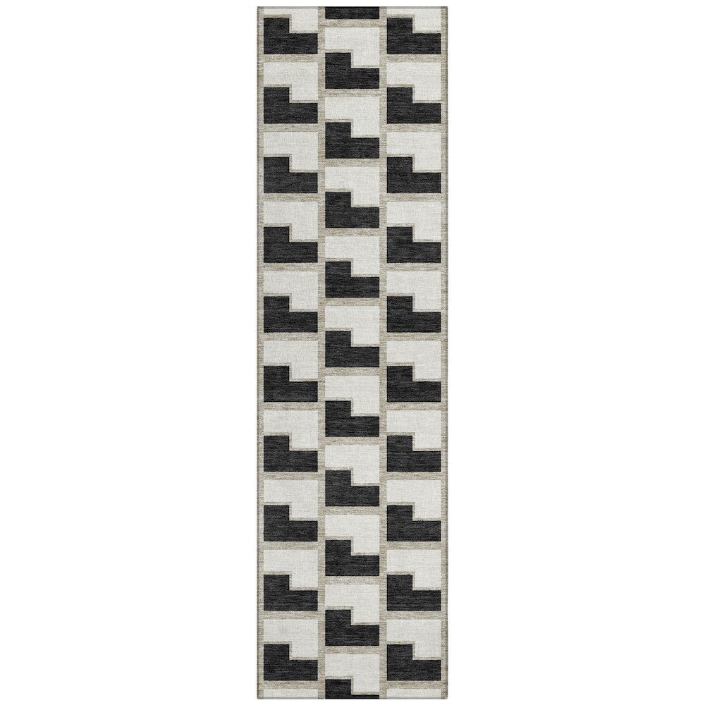 Machine Washable Indoor/Outdoor Chantille ACN2416 Black 2'3" x 7'6" Runner Rug. Picture 1