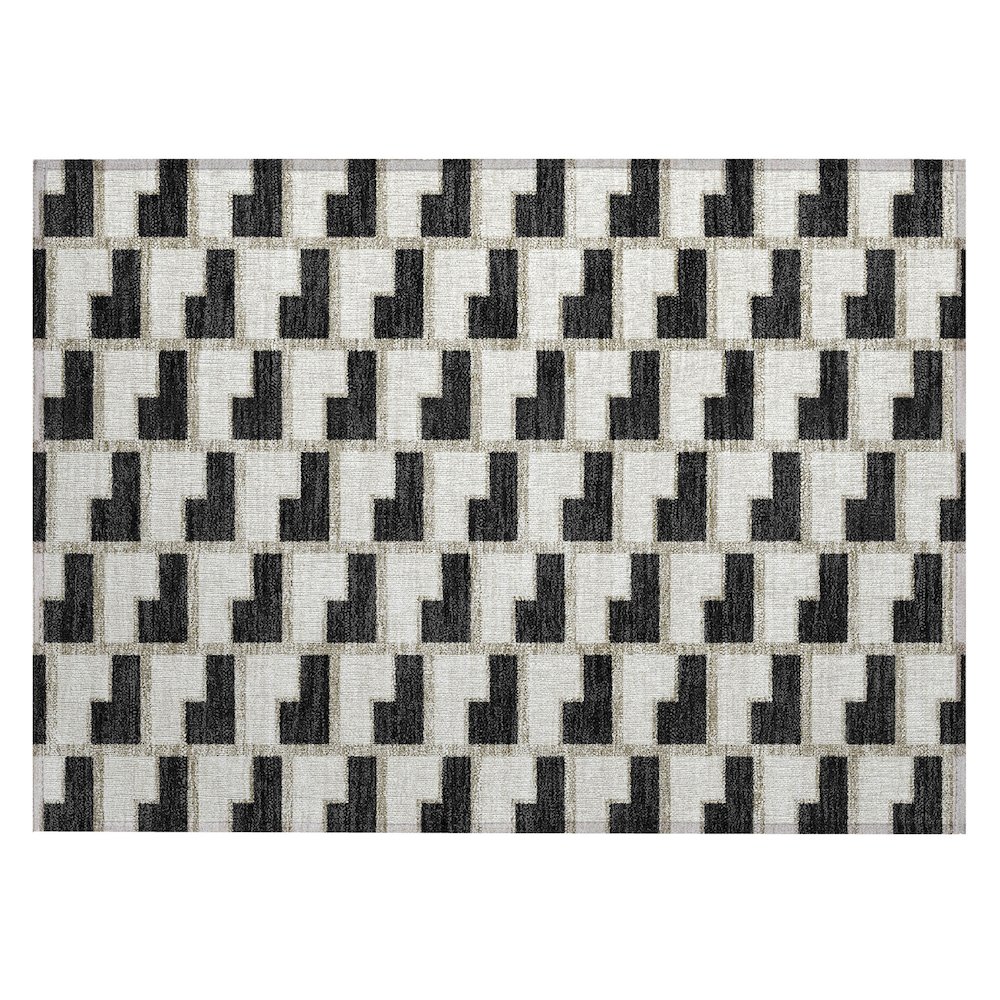 Machine Washable Indoor/Outdoor Chantille ACN2416 Black 1'8" x 2'6" Rug. Picture 1