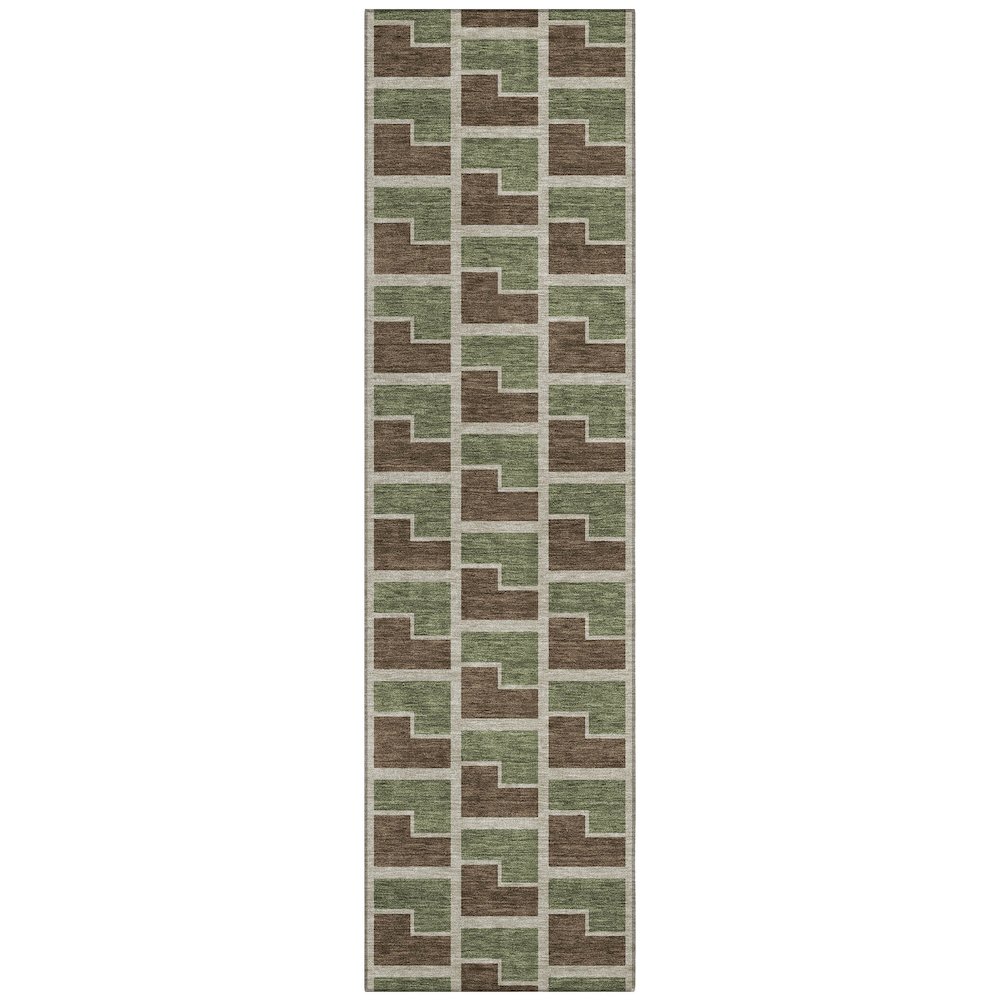 Machine Washable Indoor/Outdoor Chantille ACN2416 Brown 2'3" x 7'6" Runner Rug. Picture 1