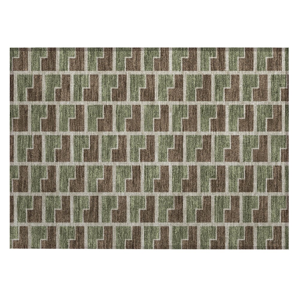 Machine Washable Indoor/Outdoor Chantille ACN2416 Brown 1'8" x 2'6" Rug. Picture 1