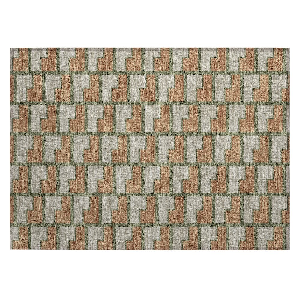 Machine Washable Indoor/Outdoor Chantille ACN2416 Orange 1'8" x 2'6" Rug. Picture 1
