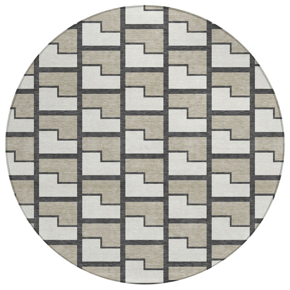 Machine Washable Indoor/Outdoor Chantille ACN2416 Ivory 8' x 8' Round Rug. Picture 1