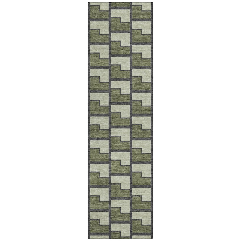 Machine Washable Indoor/Outdoor Chantille ACN2416 Green 2'3" x 7'6" Runner Rug. Picture 1