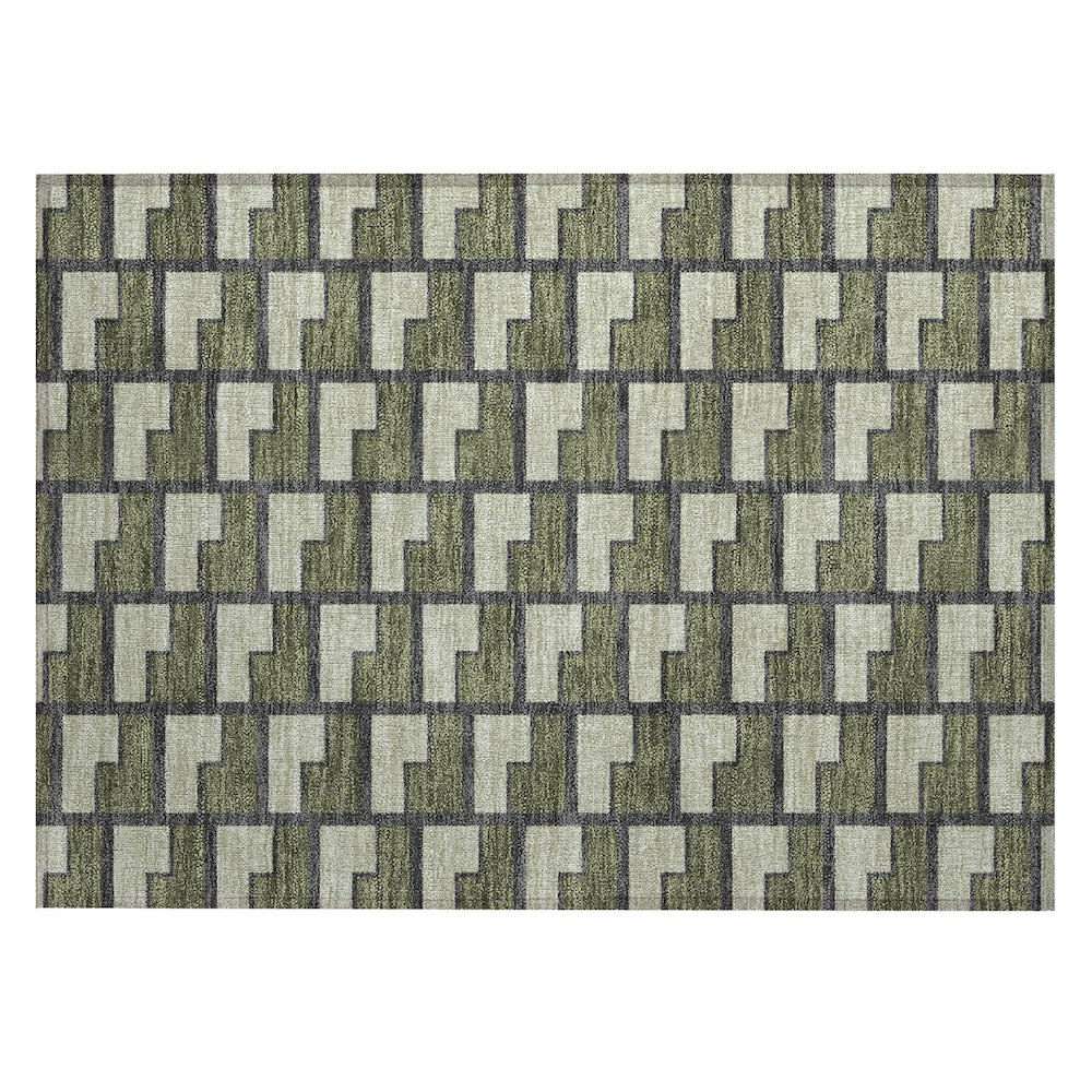 Machine Washable Indoor/Outdoor Chantille ACN2416 Green 1'8" x 2'6" Rug. Picture 1