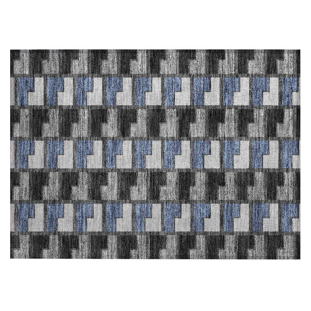 Machine Washable Indoor/Outdoor Chantille ACN2417 Black 1'8" x 2'6" Rug. Picture 1