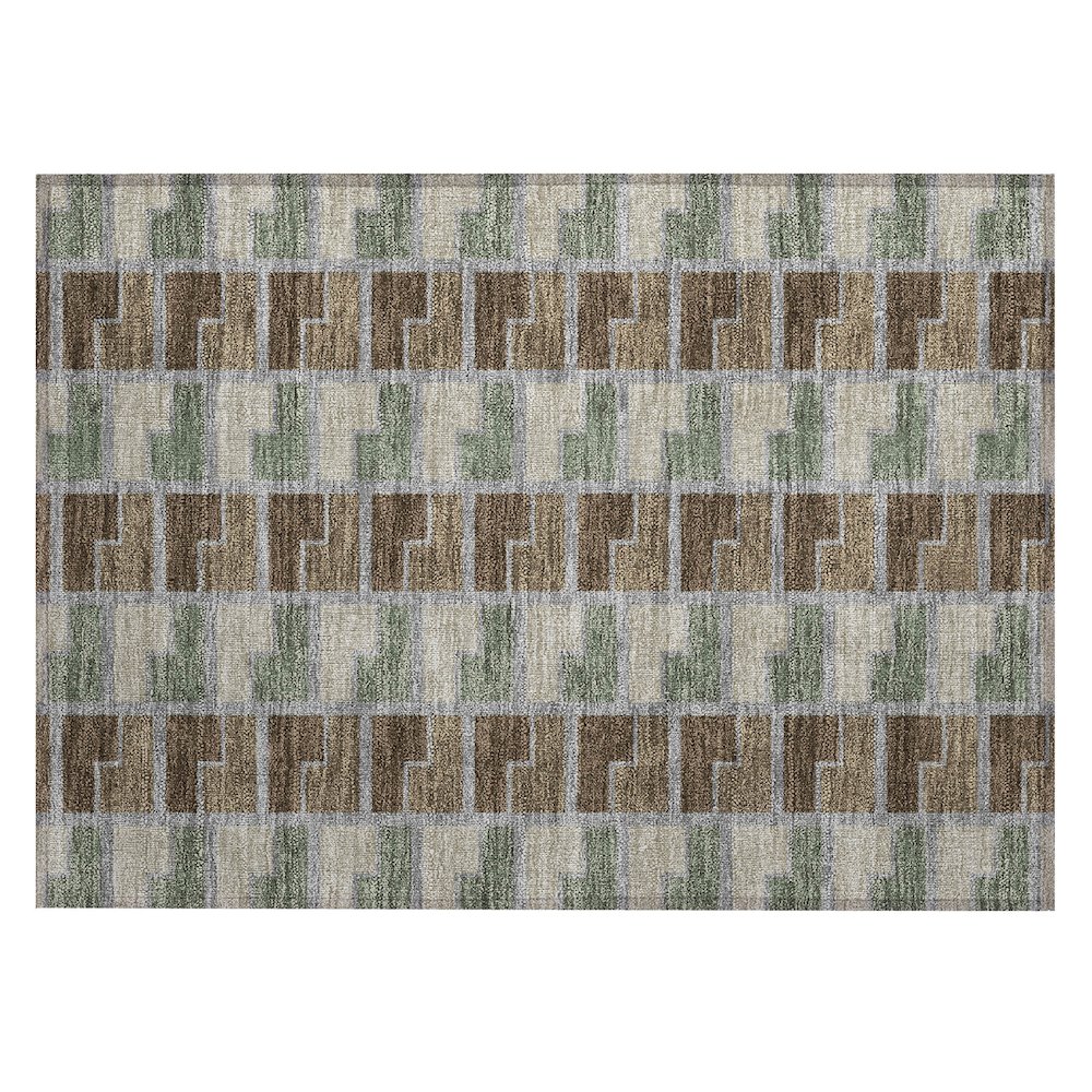 Machine Washable Indoor/Outdoor Chantille ACN2417 Brown 1'8" x 2'6" Rug. Picture 1