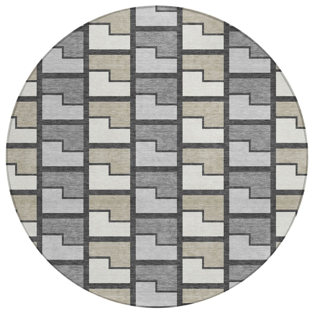 Machine Washable Indoor/Outdoor Chantille ACN2417 Ivory 8' x 8' Round Rug. Picture 1