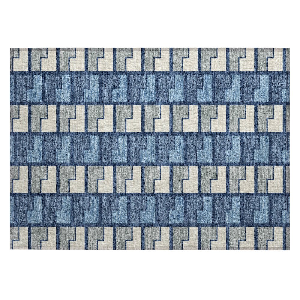Machine Washable Indoor/Outdoor Chantille ACN2417 Blue 1'8" x 2'6" Rug. Picture 1