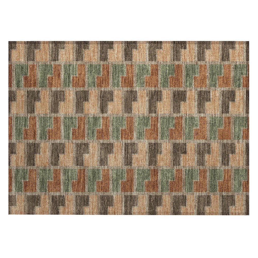 Machine Washable Indoor/Outdoor Chantille ACN2417 Orange 1'8" x 2'6" Rug. Picture 1