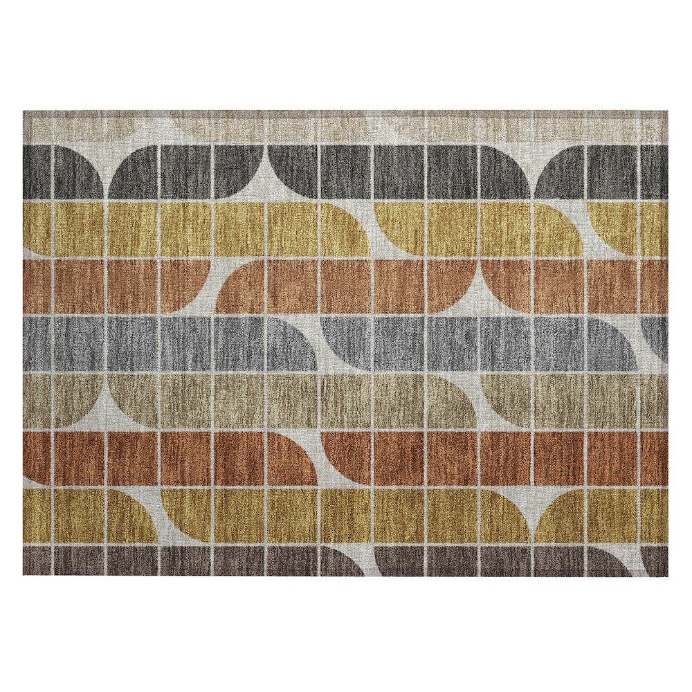 Machine Washable Indoor/Outdoor Chantille ACN2418 Brown 1'8" x 2'6" Rug. Picture 1