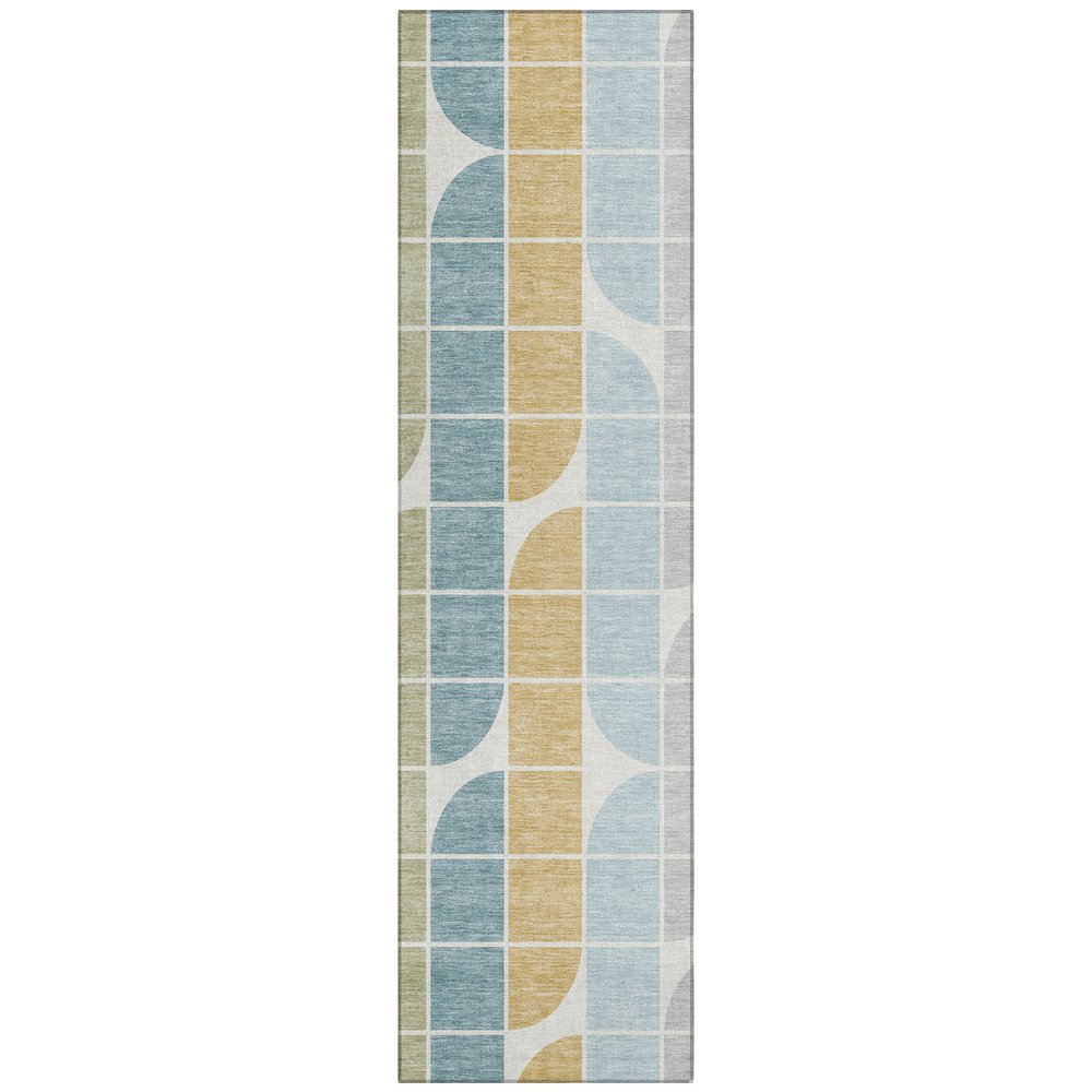 Machine Washable Indoor/Outdoor Chantille ACN2418 Blue 2'3" x 7'6" Runner Rug. Picture 1