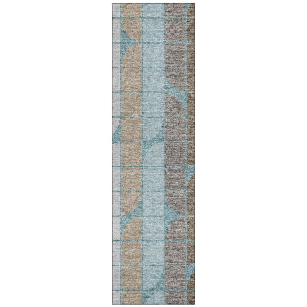 Machine Washable Indoor/Outdoor Chantille ACN2418 Teal 2'3" x 7'6" Runner Rug. Picture 1