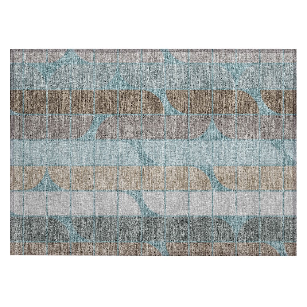Machine Washable Indoor/Outdoor Chantille ACN2418 Teal 1'8" x 2'6" Rug. Picture 1