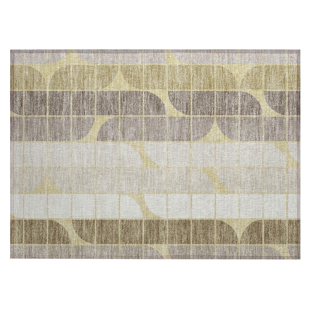 Machine Washable Indoor/Outdoor Chantille ACN2418 Gold 1'8" x 2'6" Rug. Picture 1