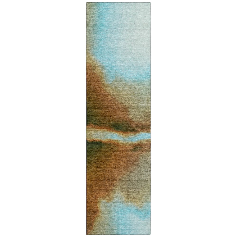 Machine Washable Indoor/Outdoor Chantille ACN2419 Blue 2'3" x 7'6" Runner Rug. Picture 1